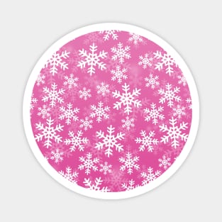 Pink and White Snowflakes Magnet